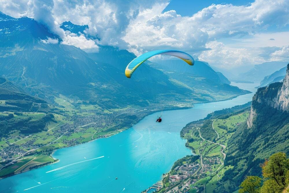 Paragliding in Interlaken is the perfect mix of adrenaline and awe, high above Switzerland’s mountain paradise (Source: Freepik)